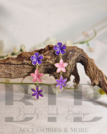 Triple drop flower earrings
